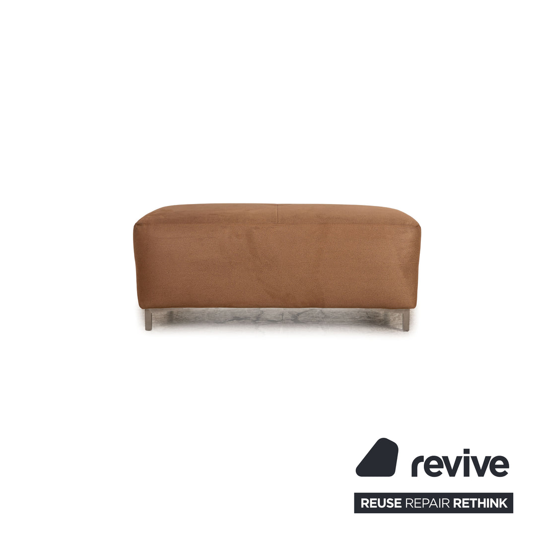 Ewald Schillig Mega Leder Sofa Garnitur Beige Ecksofa Hocker Couch Funktion