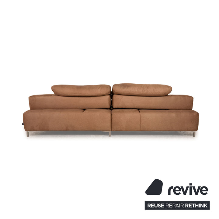 Ewald Schillig Mega Leder Sofa Garnitur Beige Ecksofa Hocker Couch Funktion