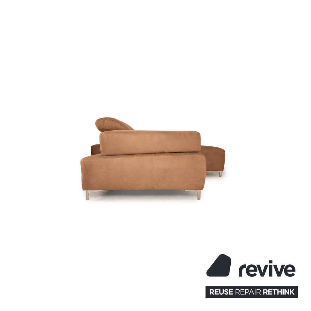Ewald Schillig Mega Leder Sofa Garnitur Beige Ecksofa Hocker Couch Funktion