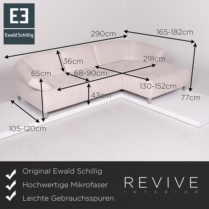 Ewald Schillig Mikrofaser Sofa Weiß Ecksofa 