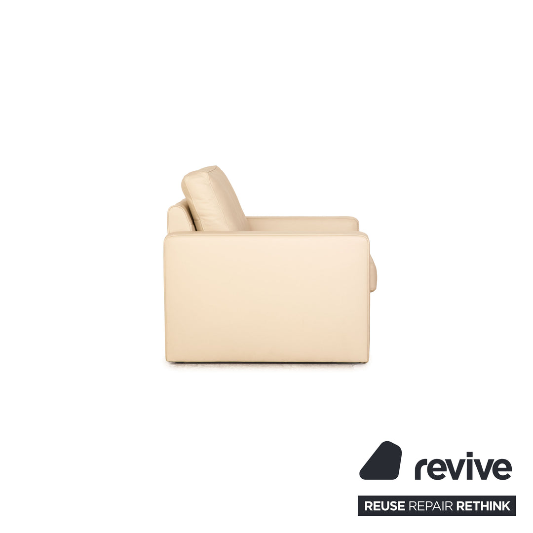 Ewald Schillig Platinium Leder Sofa Garnitur Creme Dreisitzer Zweisitzer Sessel Couch