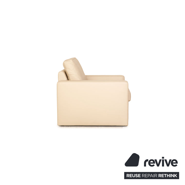 Ewald Schillig Platinium Leder Sofa Garnitur Creme Dreisitzer Zweisitzer Sessel Couch
