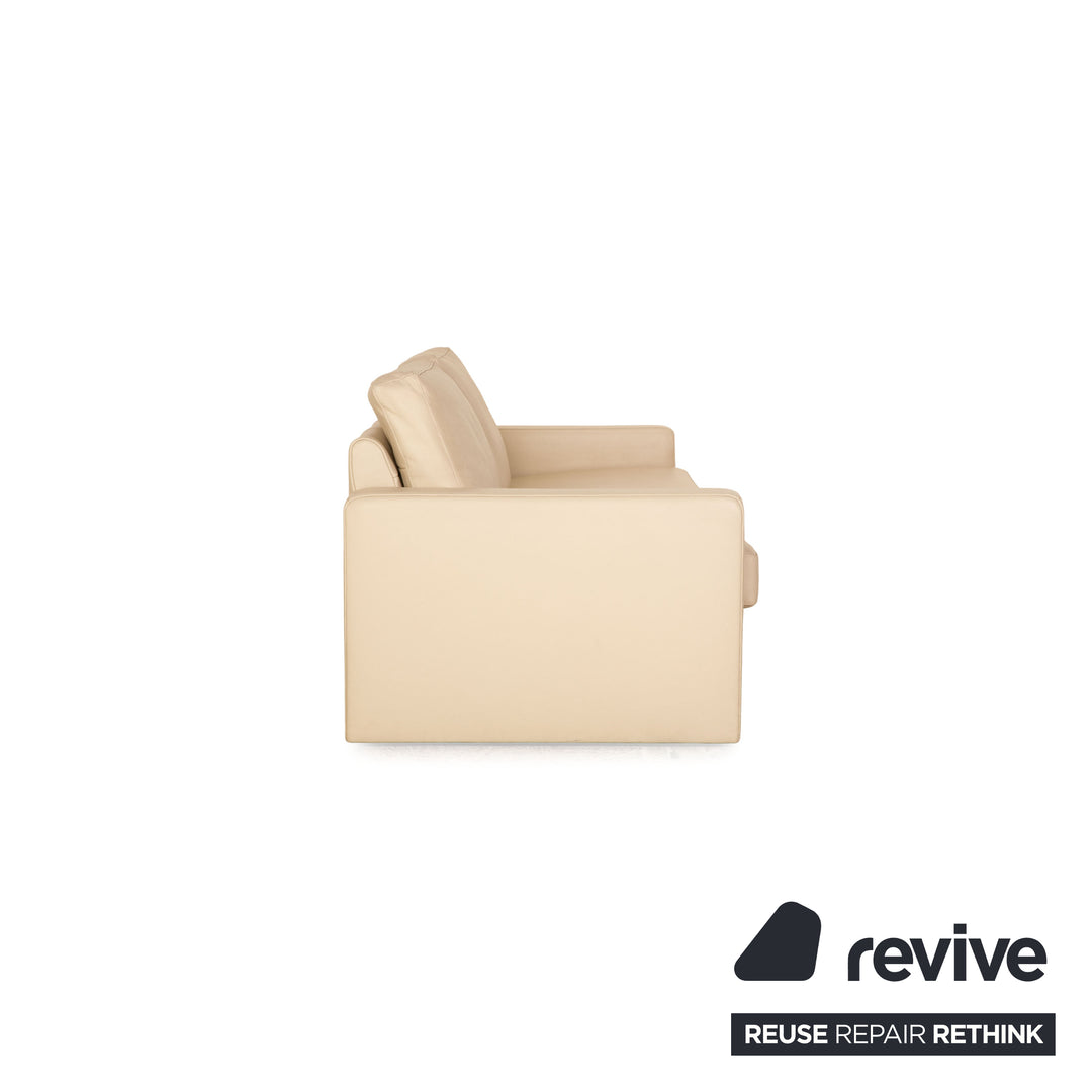 Ewald Schillig Platinium Leder Sofa Garnitur Creme Dreisitzer Zweisitzer Sessel Couch