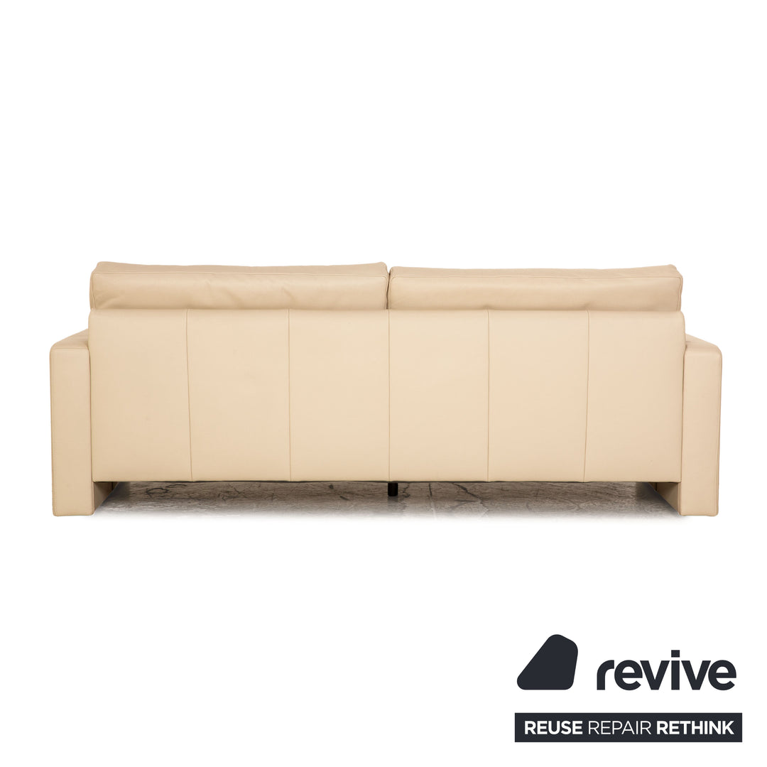 Ewald Schillig Platinium Leder Sofa Garnitur Creme Dreisitzer Zweisitzer Sessel Couch
