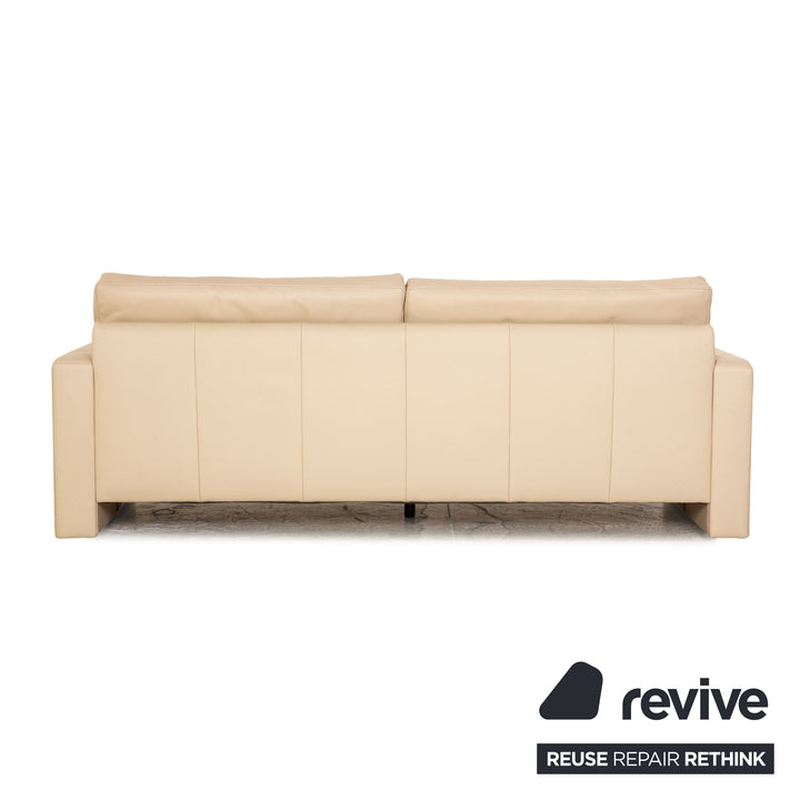 Ewald Schillig Platinium Leder Sofa Garnitur Creme Dreisitzer Zweisitzer Sessel Couch