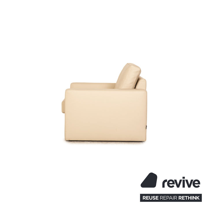 Ewald Schillig Platinium Leder Sofa Garnitur Creme Dreisitzer Zweisitzer Sessel Couch