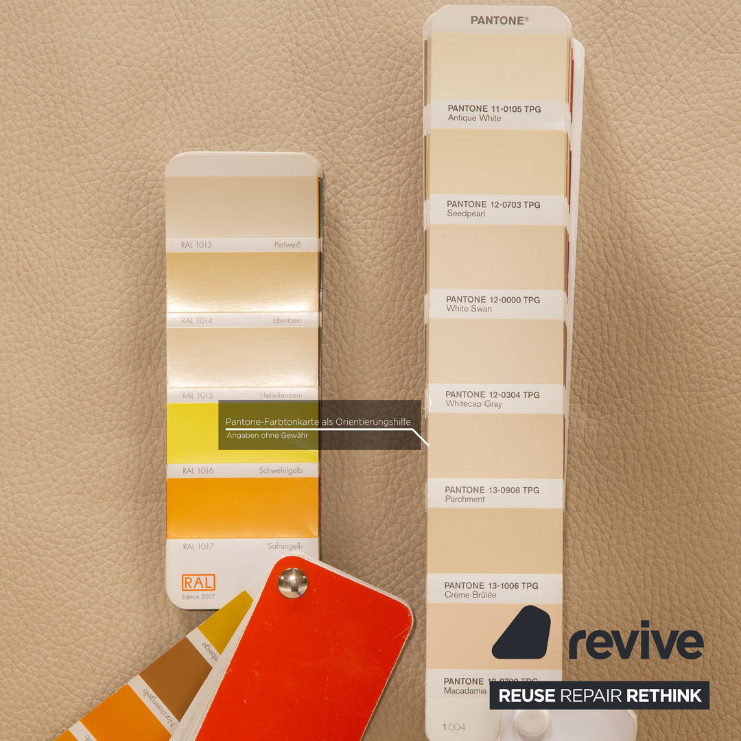 Ewald Schillig Platinium Leder Sofa Garnitur Creme Dreisitzer Zweisitzer Sessel Couch