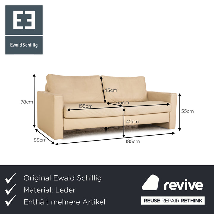 Ewald Schillig Platinium Leder Sofa Garnitur Creme Dreisitzer Zweisitzer Sessel Couch