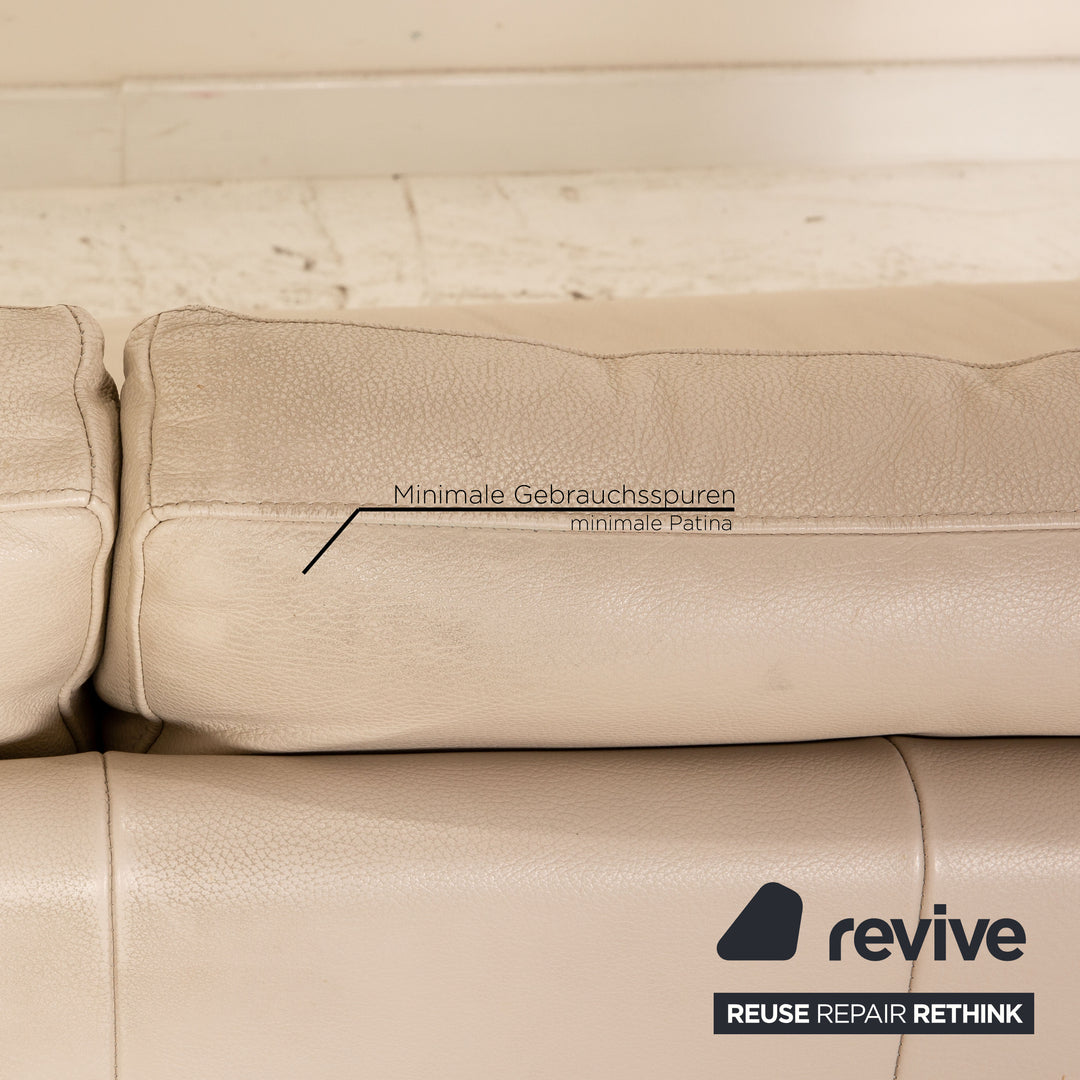Ewald Schillig Platinium Leder Sofa Garnitur Creme Dreisitzer Zweisitzer Sessel Couch
