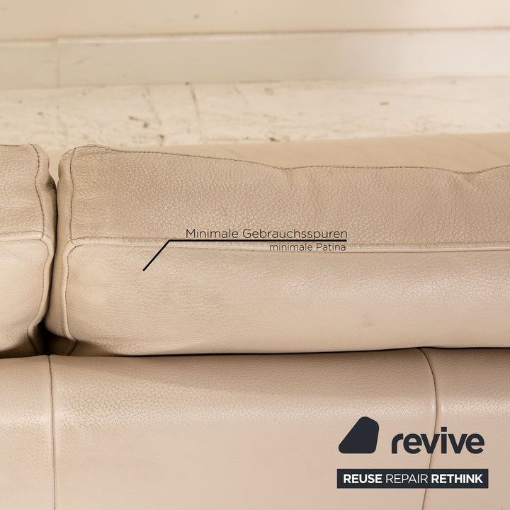 Ewald Schillig Platinium Leder Sofa Garnitur Creme Dreisitzer Zweisitzer Sessel Couch