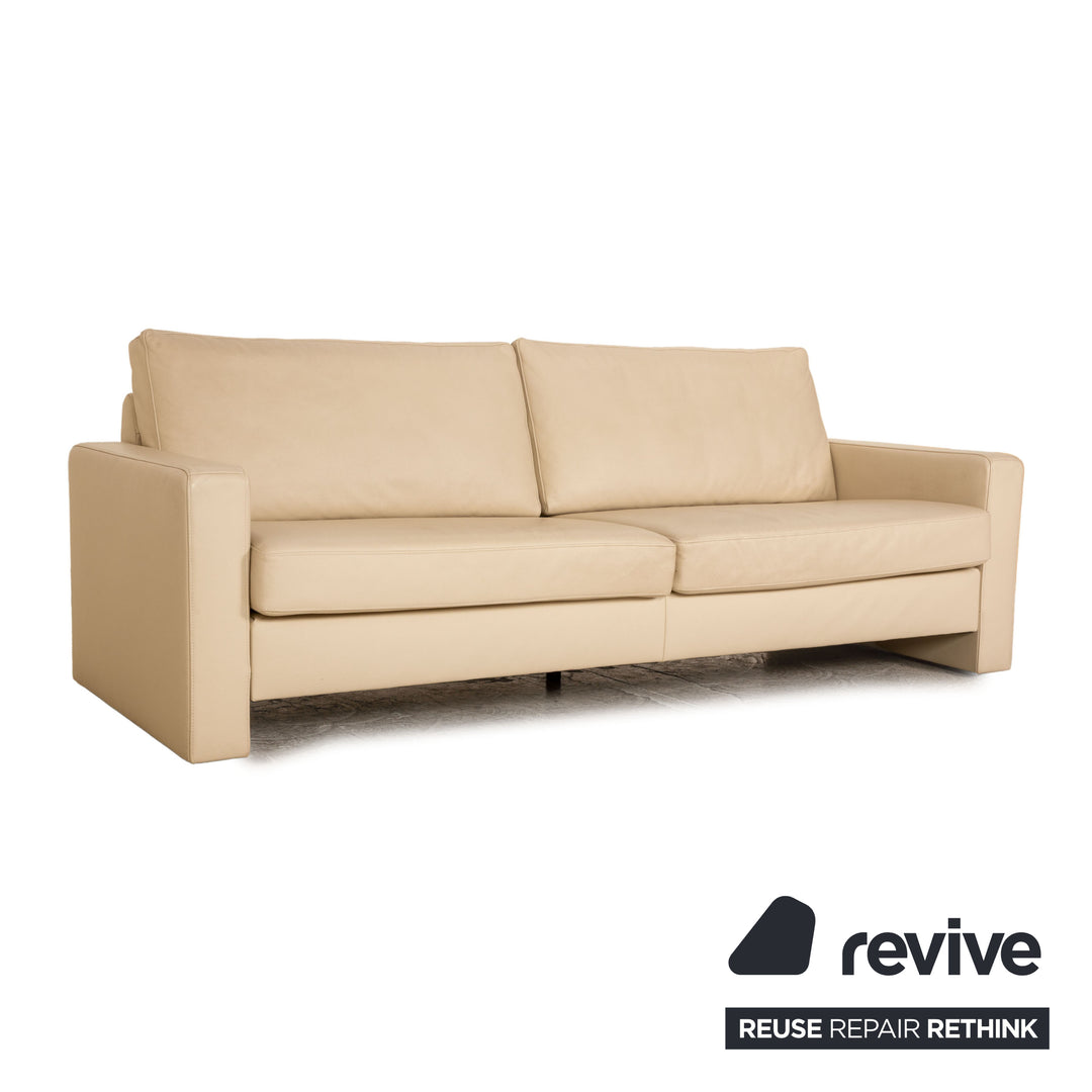 Ewald Schillig Platinium Leder Sofa Garnitur Creme Dreisitzer Zweisitzer Sessel Couch