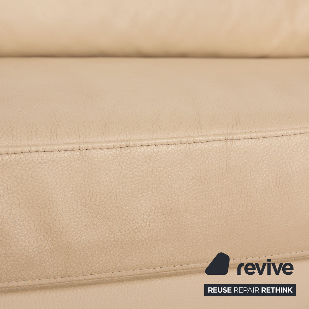 Ewald Schillig Platinium Leder Sofa Garnitur Creme Dreisitzer Zweisitzer Sessel Couch