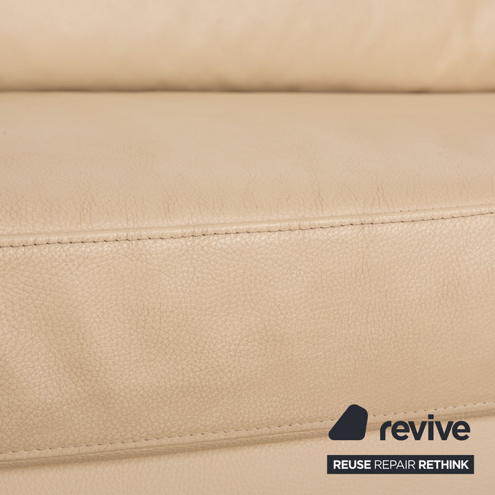 Ewald Schillig Platinium Leder Sofa Garnitur Creme Dreisitzer Zweisitzer Sessel Couch