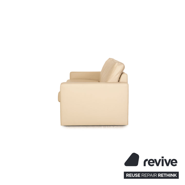 Ewald Schillig Platinium Leder Sofa Garnitur Creme Dreisitzer Zweisitzer Sessel Couch