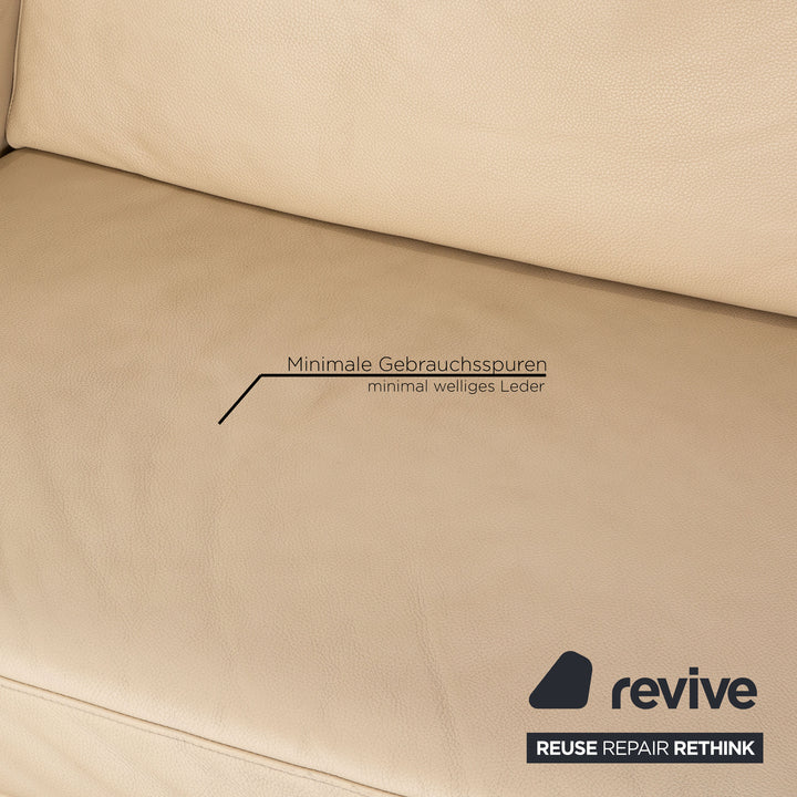 Ewald Schillig Platinium Leder Sofa Garnitur Creme Dreisitzer Zweisitzer Sessel Couch