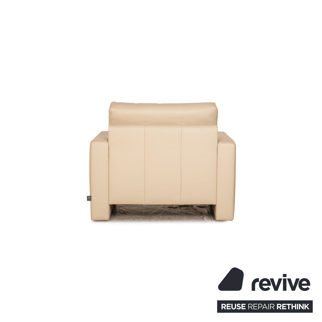 Ewald Schillig Platinium Leder Sofa Garnitur Creme Dreisitzer Zweisitzer Sessel Couch