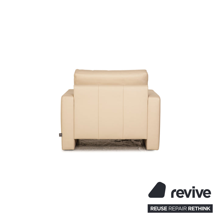 Ewald Schillig Platinium Leder Sofa Garnitur Creme Dreisitzer Zweisitzer Sessel Couch