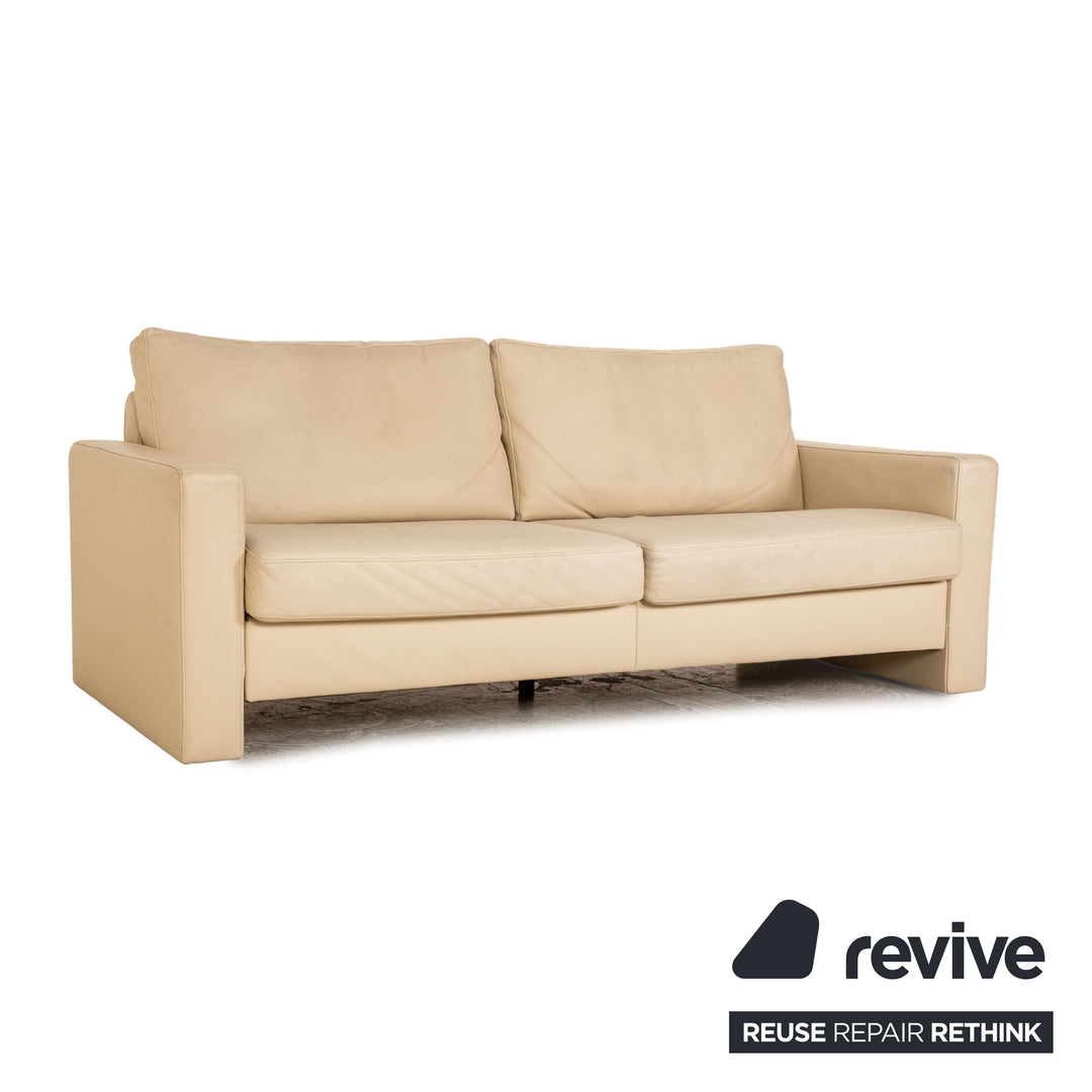 Ewald Schillig Platinium Leder Zweisitzer Creme Sofa Couch