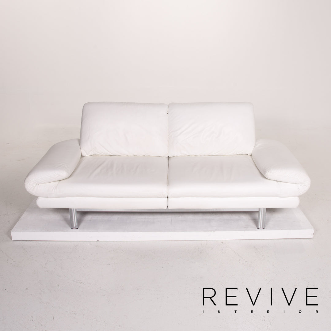 Ewald Schillig Quinn Leather Sofa White Second Function Relaxation Couch #14317