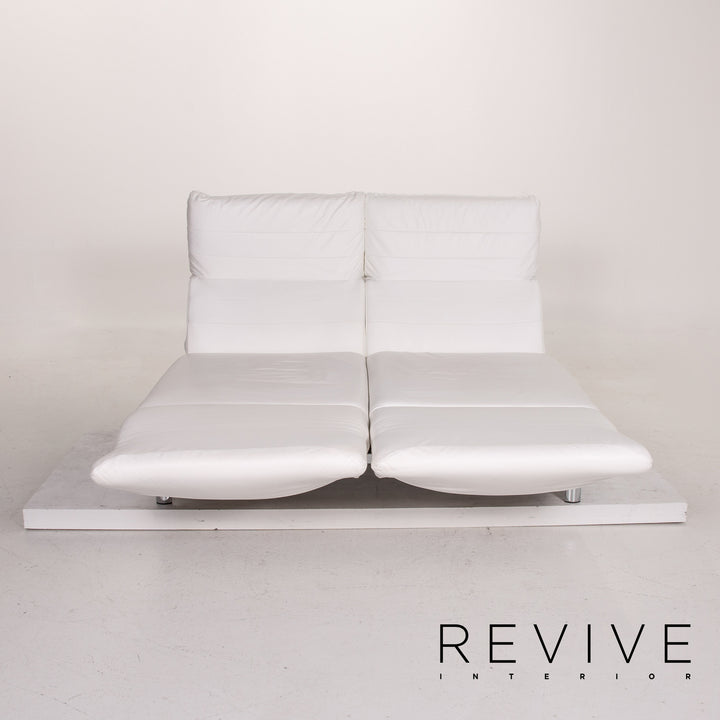 Ewald Schillig Quinn Leather Sofa White Second Function Relaxation Couch #14317