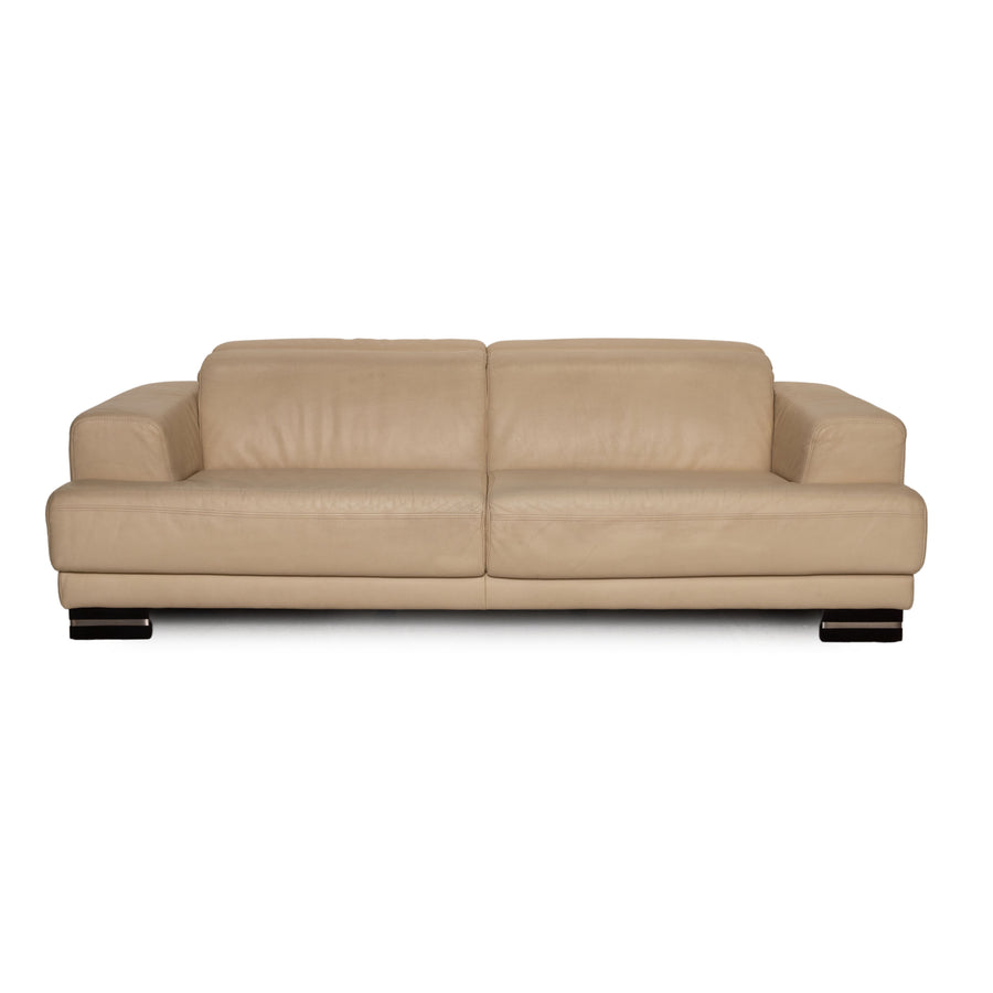 Ewald Schillig Santos Leder Sofa Creme Zweisitzer Funktion Couch