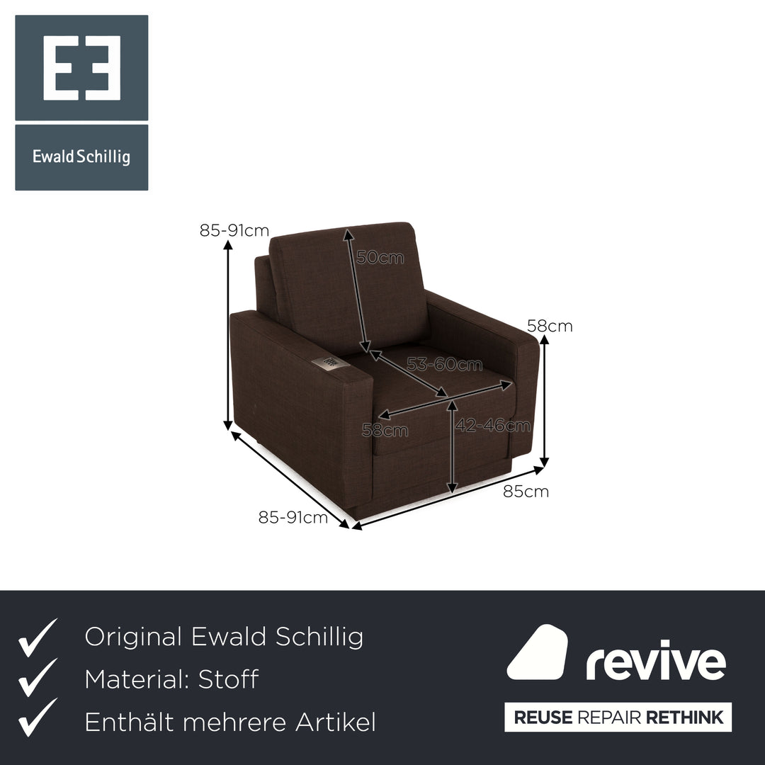 Ewald Schillig Selection Plus fabric sofa set brown armchair couch