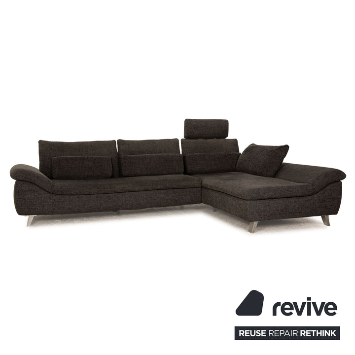 Ewald Schillig Stoff Ecksofa Grau Recamiere Rechts Sofa Couch manuelle Funktion
