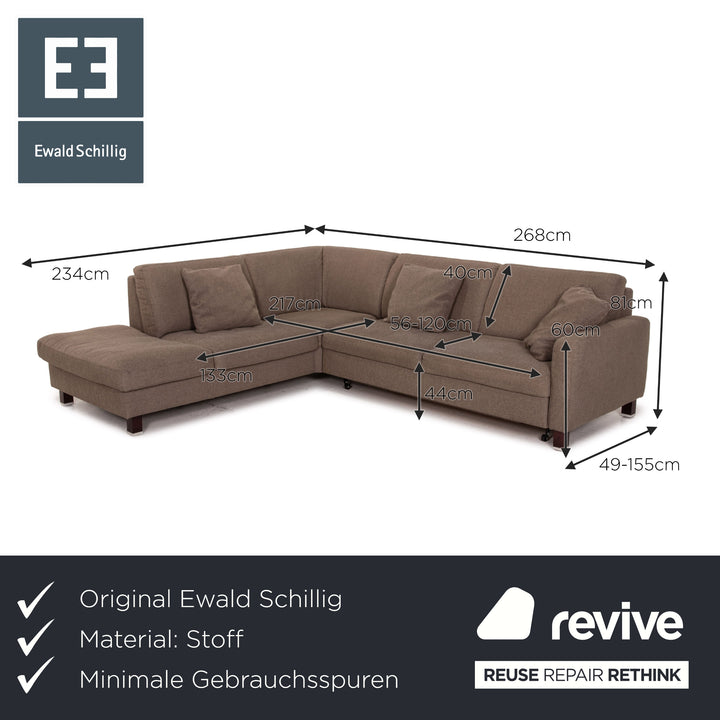 Ewald Schillig Stoff Ecksofa Graubraun Schlaffunktion Funktion Schlafsofa Couch Sofa