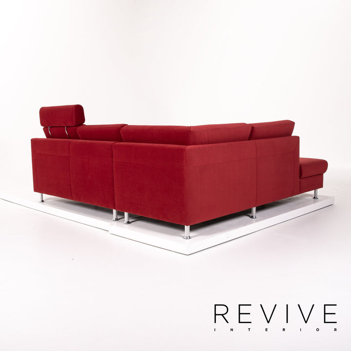 Ewald Schillig Stoff Ecksofa Rot Mikrofaser Sofa Couch #13521