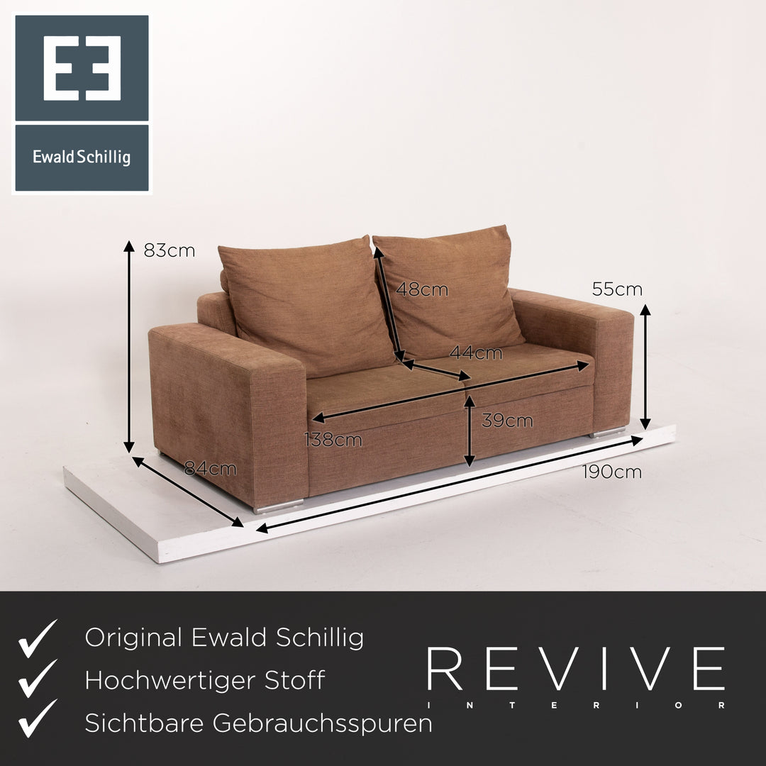 Ewald Schillig Stoff Sofa Braun Hellbraun Zweisitzer Couch Outlet #13825