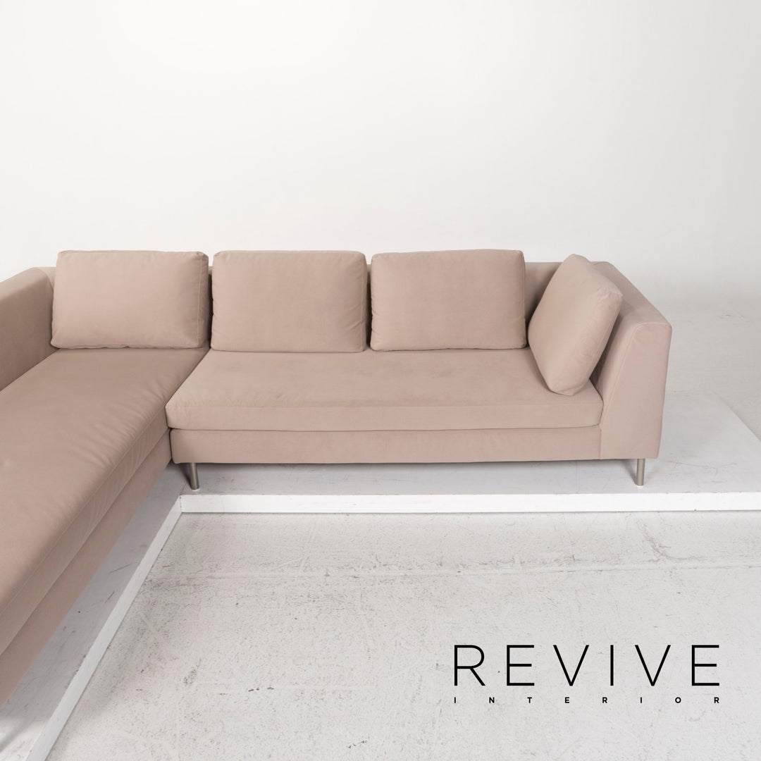 Ewald Schillig Stoff Sofa Garnitur Beige Ecksofa Hocker #13157