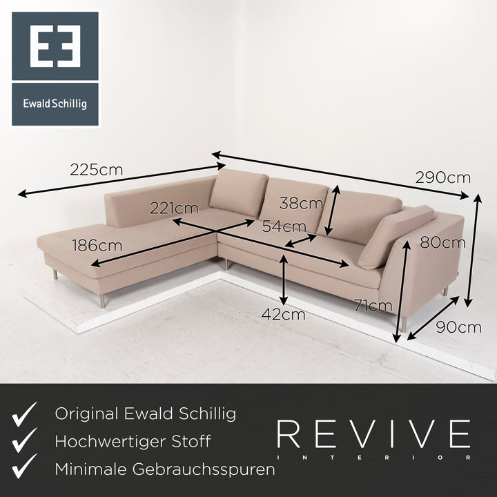 Ewald Schillig Stoff Sofa Garnitur Beige Ecksofa Hocker #13157