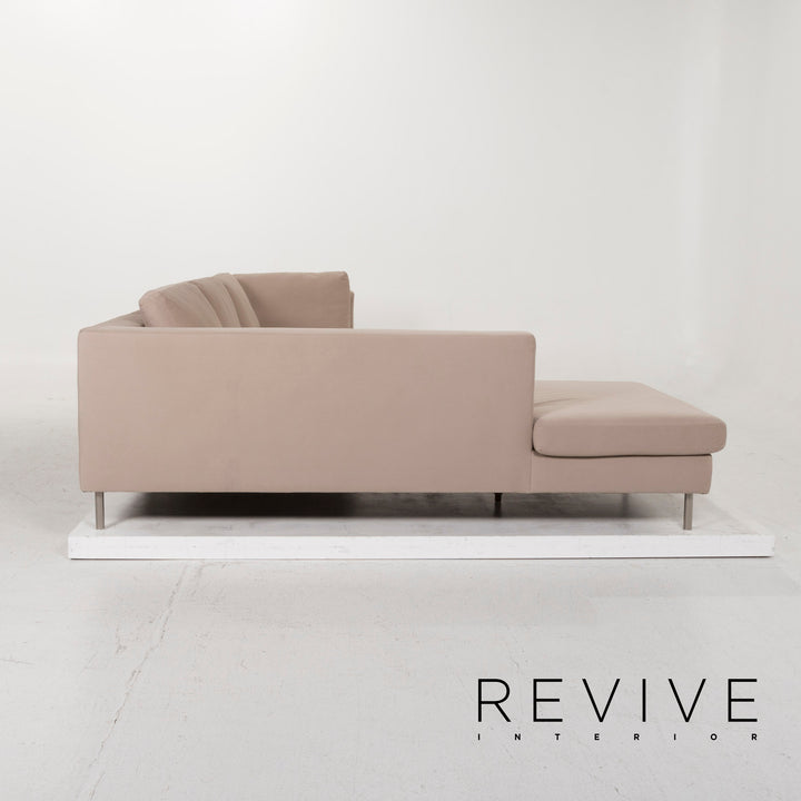 Ewald Schillig Stoff Sofa Garnitur Beige Ecksofa Hocker #13157