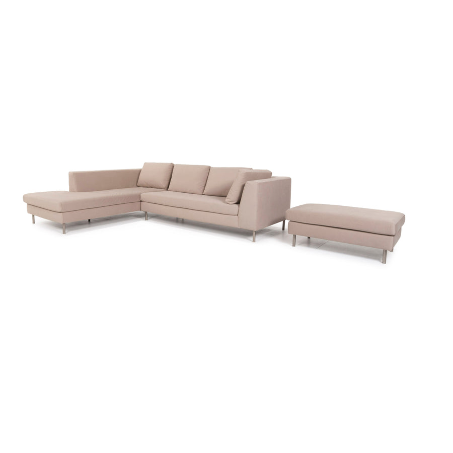 Ewald Schillig Stoff Sofa Garnitur Beige Ecksofa Hocker #13157