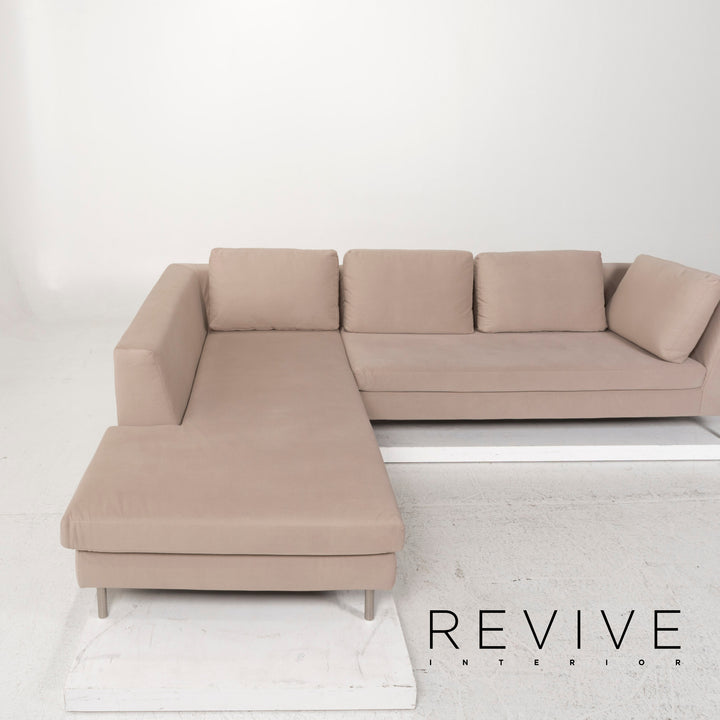 Ewald Schillig Stoff Sofa Garnitur Beige Ecksofa Hocker #13157