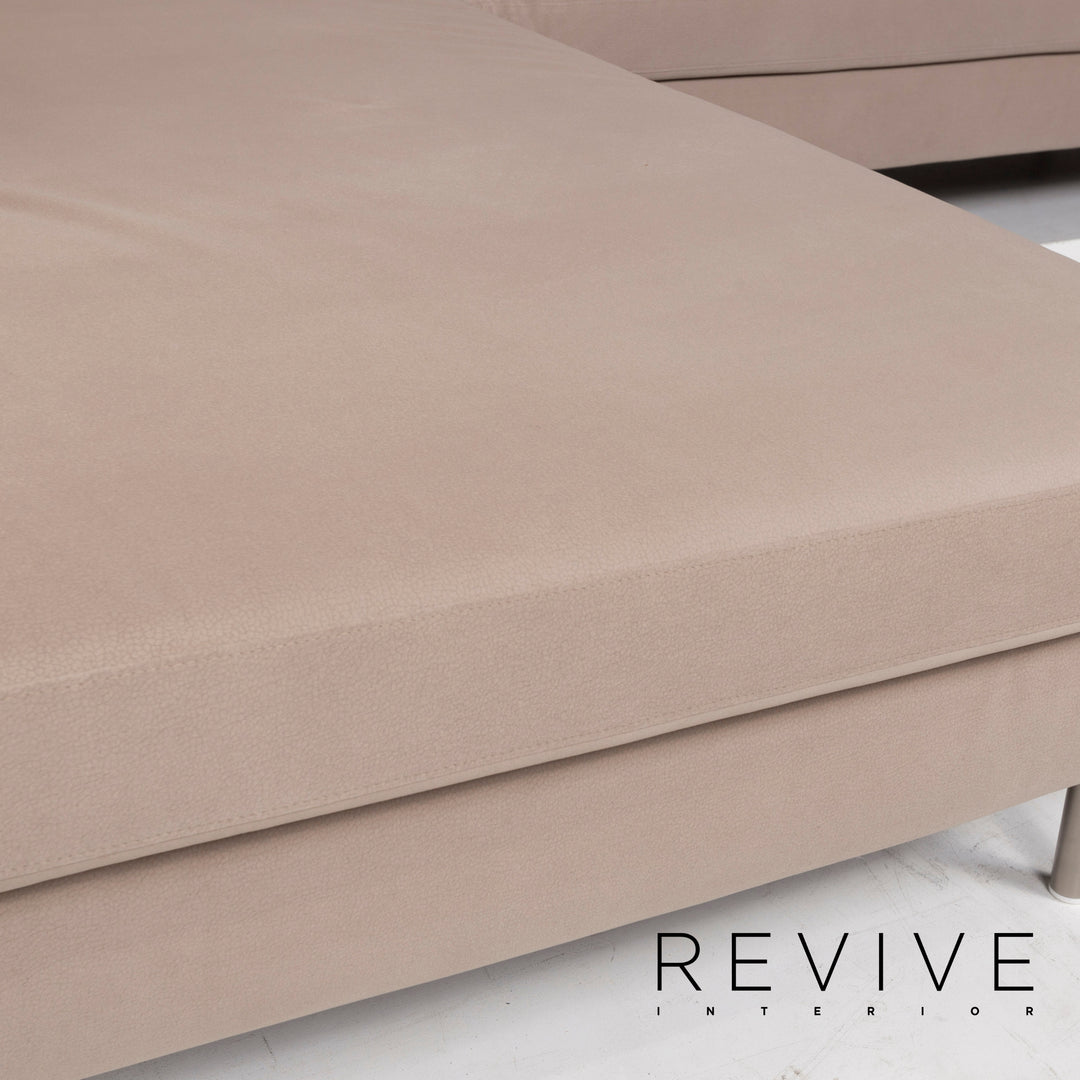 Ewald Schillig Stoff Sofa Garnitur Beige Ecksofa Hocker #13157