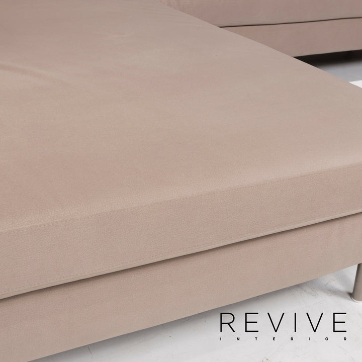 Ewald Schillig Stoff Sofa Garnitur Beige Ecksofa Hocker #13157