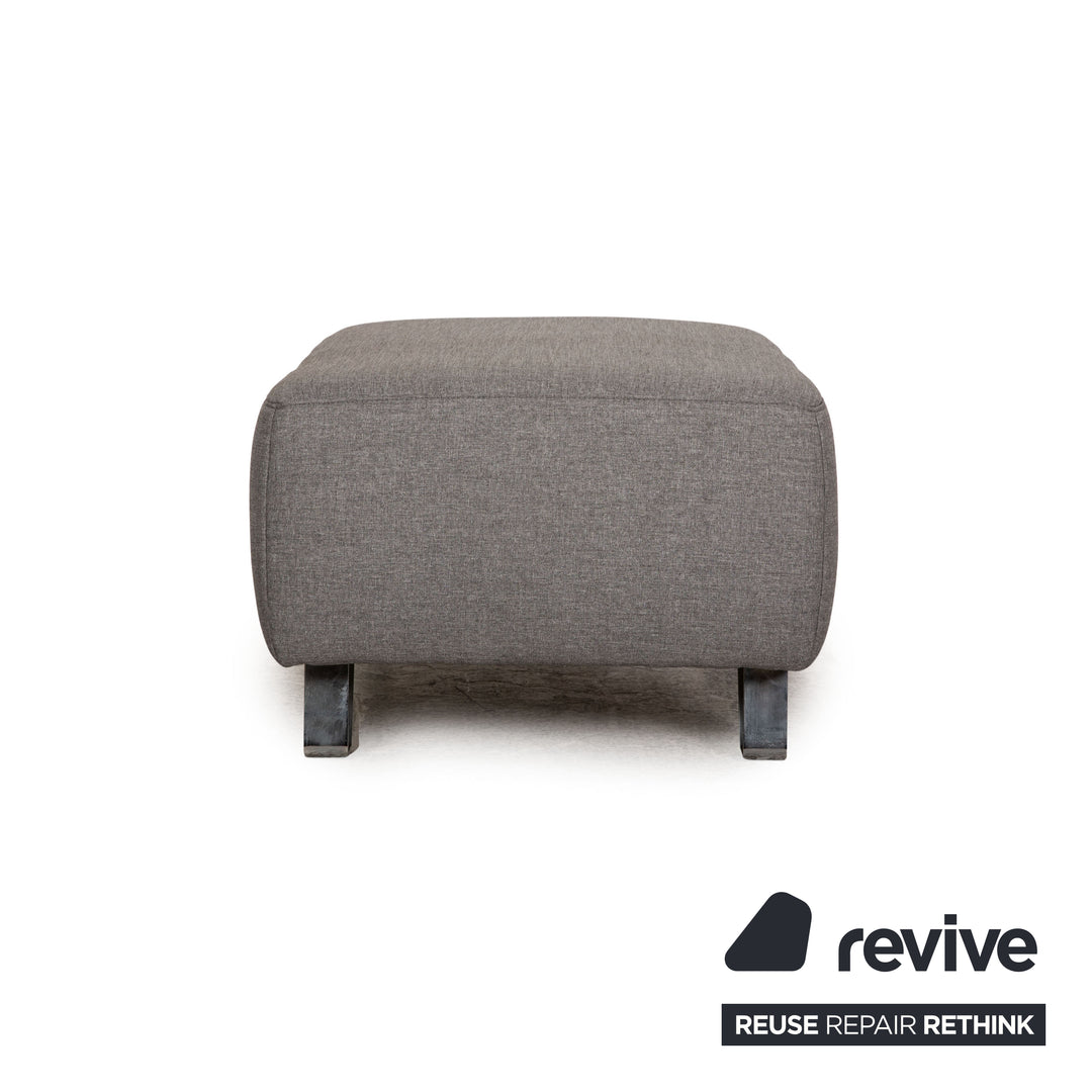 Ewald Schillig Stoff Sofa Garnitur Grau Zweisitzer Hocker Funktion Couch Sofa