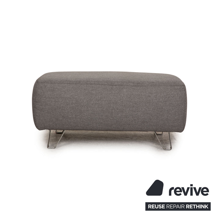 Ewald Schillig Stoff Sofa Garnitur Grau Zweisitzer Hocker Funktion Couch Sofa