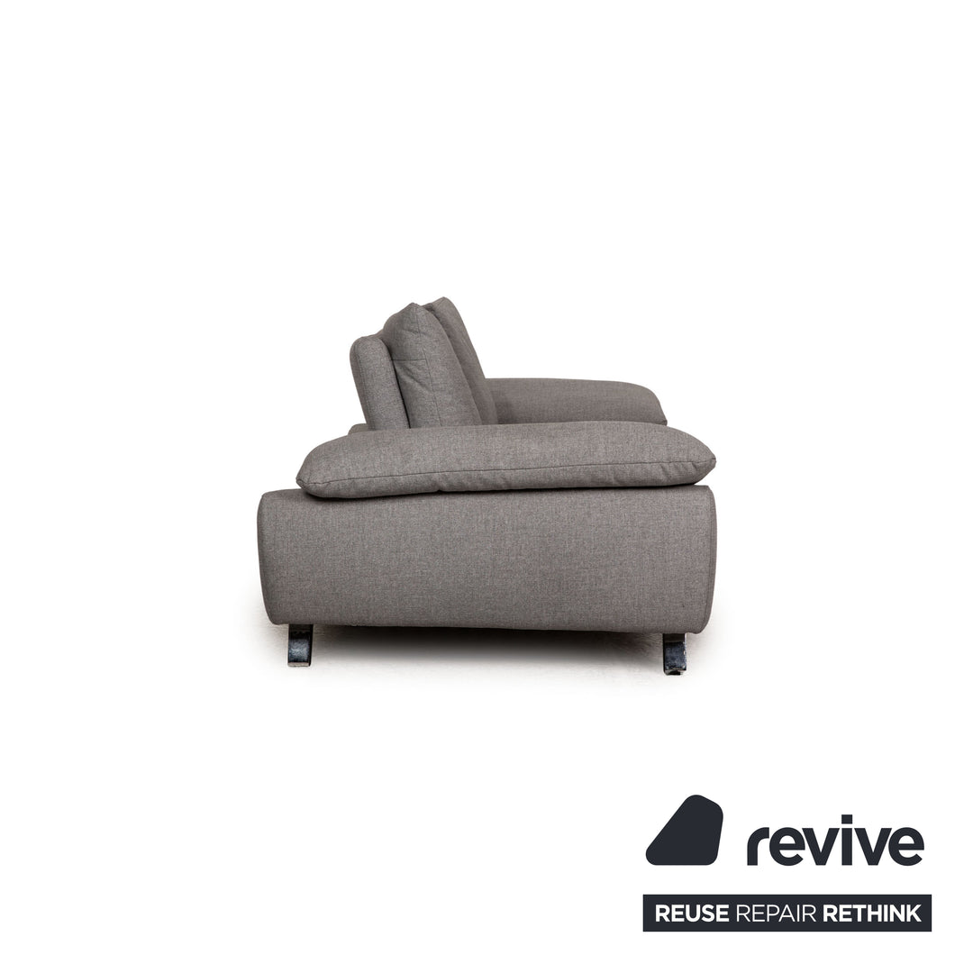 Ewald Schillig Stoff Sofa Garnitur Grau Zweisitzer Hocker Funktion Couch Sofa