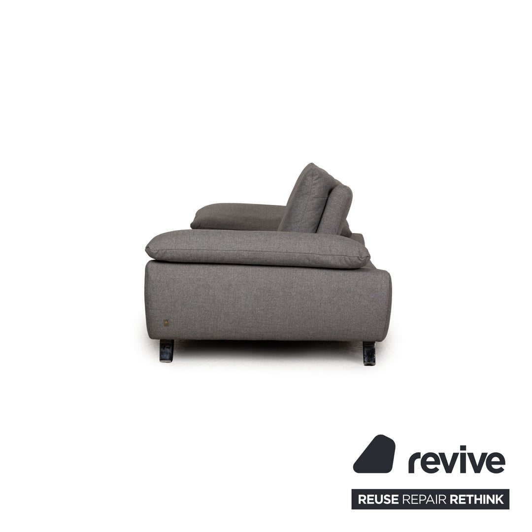 Ewald Schillig Stoff Sofa Garnitur Grau Zweisitzer Hocker Funktion Couch Sofa