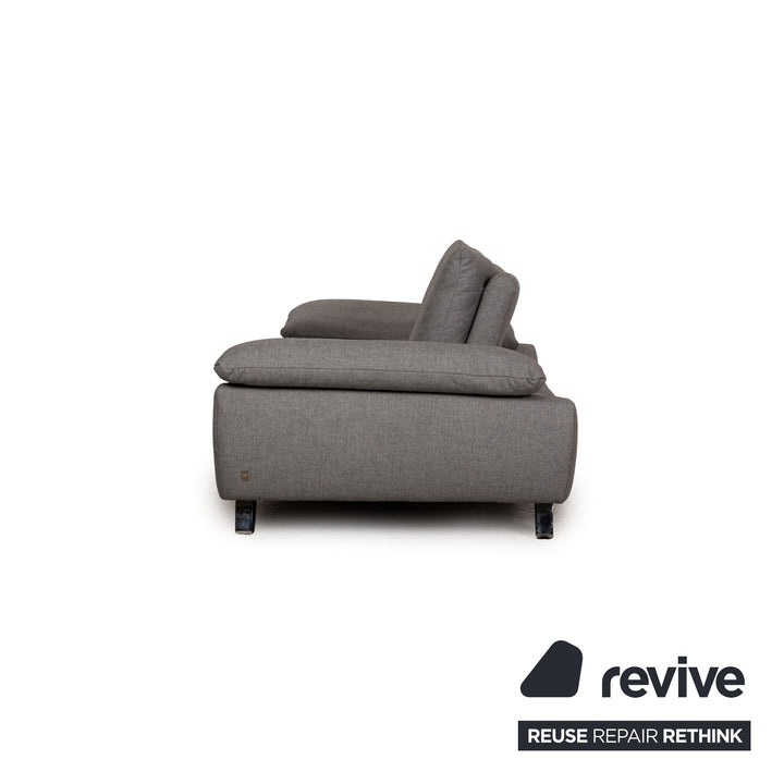 Ewald Schillig Stoff Sofa Garnitur Grau Zweisitzer Hocker Funktion Couch Sofa