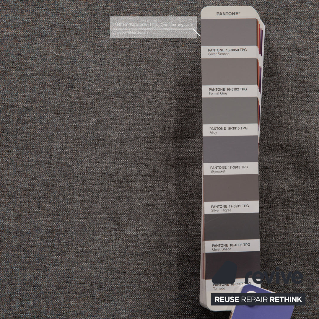 Ewald Schillig Stoff Sofa Garnitur Grau Zweisitzer Hocker Funktion Couch Sofa