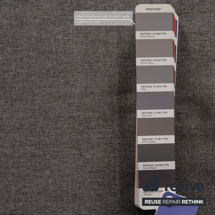 Ewald Schillig Stoff Sofa Garnitur Grau Zweisitzer Hocker Funktion Couch Sofa