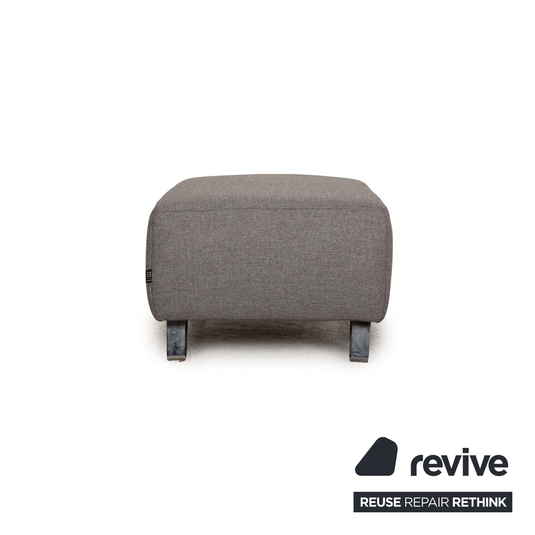 Ewald Schillig Stoff Sofa Garnitur Grau Zweisitzer Hocker Funktion Couch Sofa