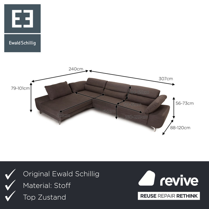 Ewald Schillig fabric sofa gray corner sofa couch function