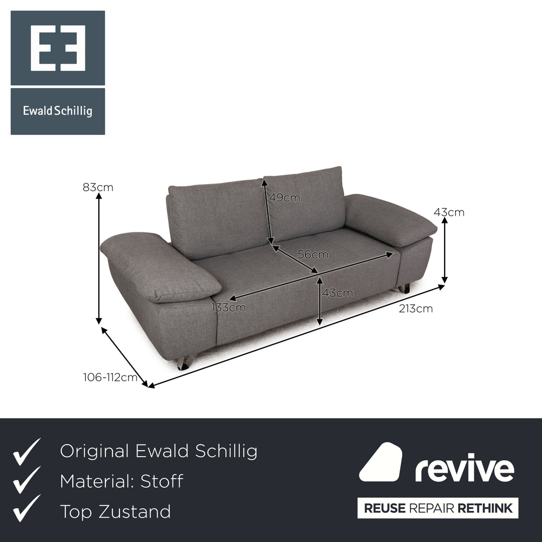 Ewald Schillig Zweisitzer Stoff Grau Funktion Couch Sofa