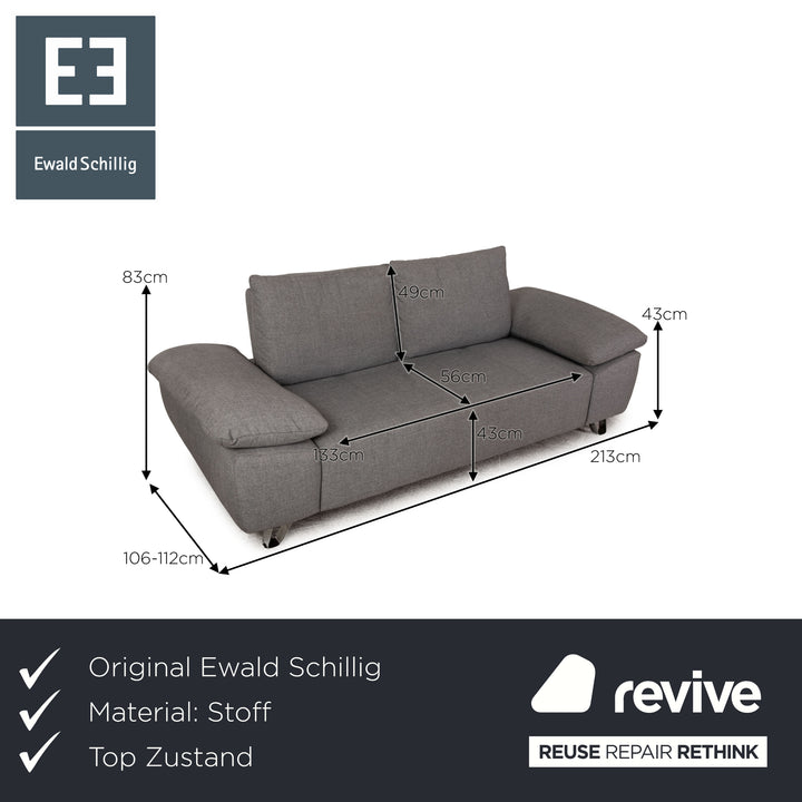 Ewald Schillig Zweisitzer Stoff Grau Funktion Couch Sofa