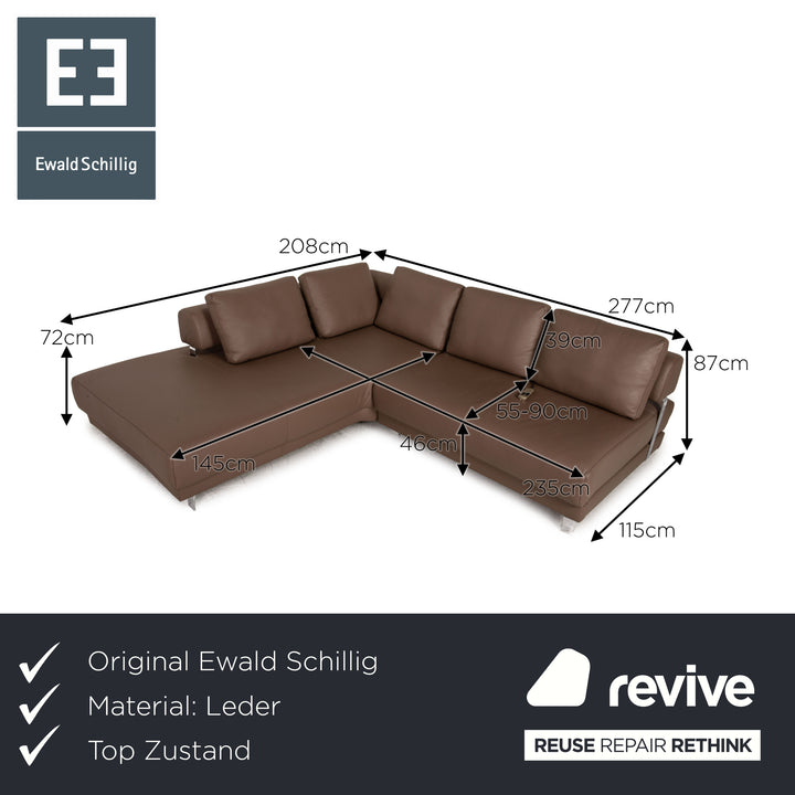 Ewald Schillig Brand Face Leder Ecksofa Braun Sofa Couch elektrische Funktion