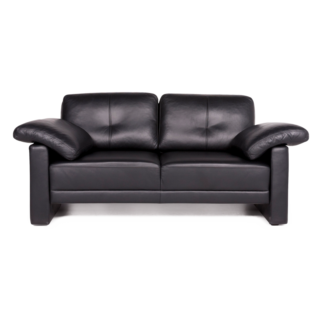 Brühl & Sippold Leder Sofa Schwarz Echtleder Zweisitzer Couch #8449